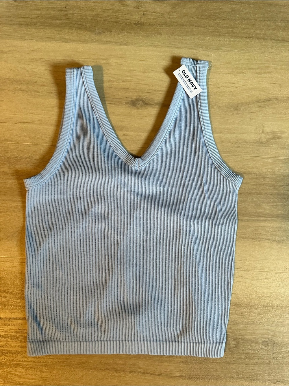Old Navy Pale Blue Ribbed V-Neck Tank Top